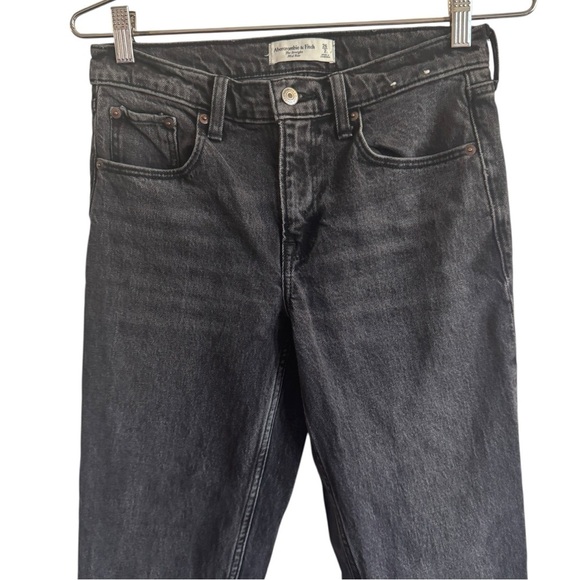 Abercrombie & Fitch Mid Rise Straight Jean, Dark Gray, Size 26/2L - Picture 6 of 10